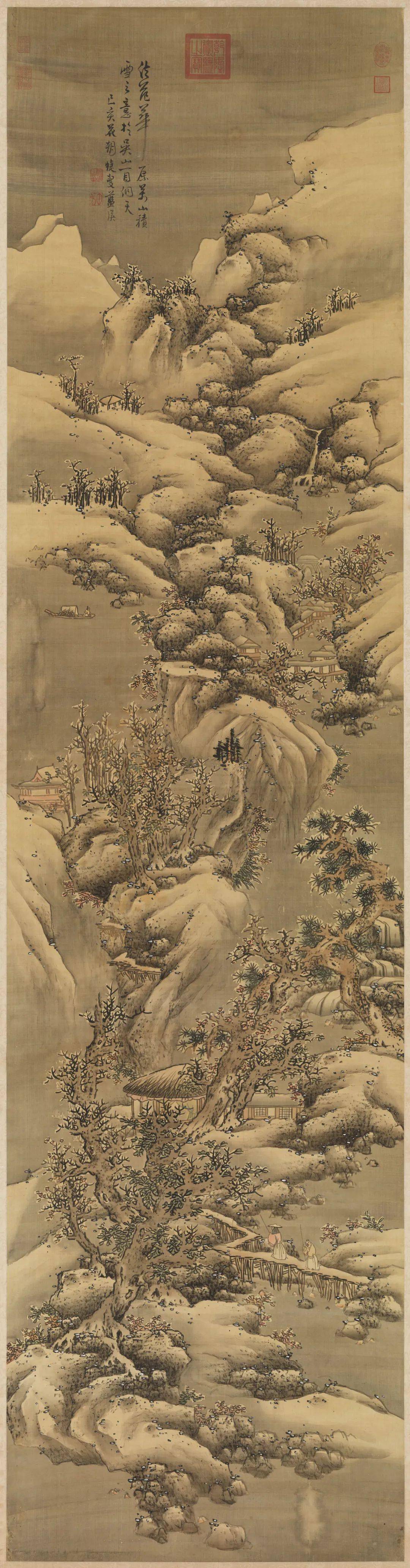 明·蓝瑛 画雪景 369×98cm 台北故宫博物院藏